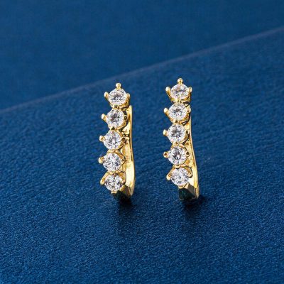 Five-Stonelı 14K Gold Earring - 14K - 3.04g - EZ Gold