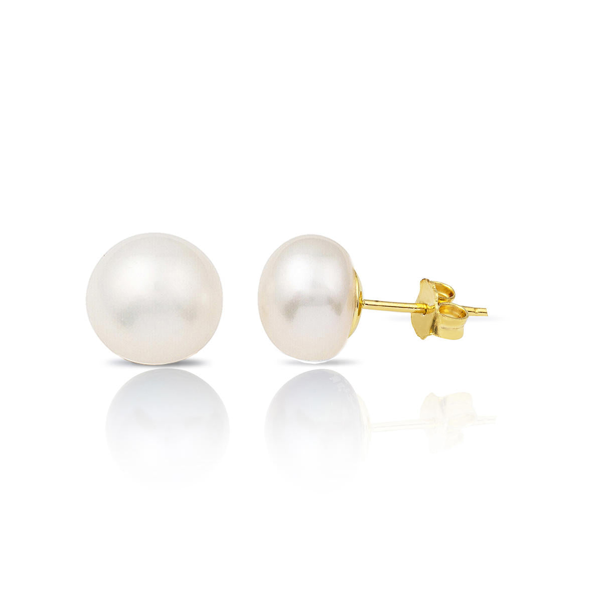 White Yassı Pearl 14 Karat Gold Earring