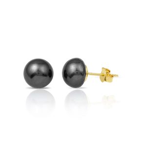 Black Yassı Pearl 14 Karat Gold Earring