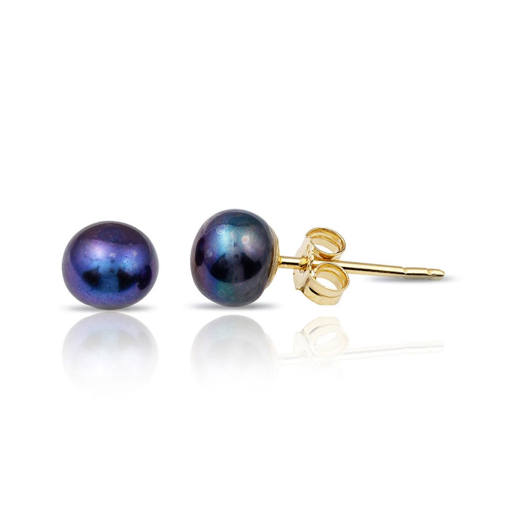 Lacivert de Perles 14 Carats Klips Or Boucle d&rsquo;Oreille