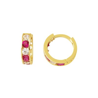 Rouge avec Pierres Or Creole Bebek Earringsi