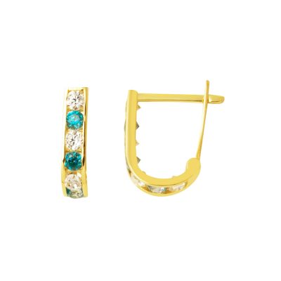 Bleu avec Pierres 14 Carats Çocuk Boucle d'oreillesi