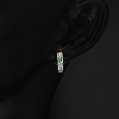 Bleu avec Pierres 14 Carats Çocuk Boucle d'oreillesi - 14K - 1.09g - EZ Gold
