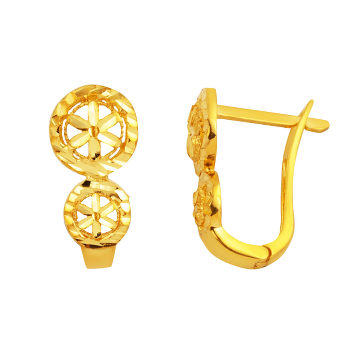 Fleur 22 Carats sans Pierre Or Boucle d'Oreille