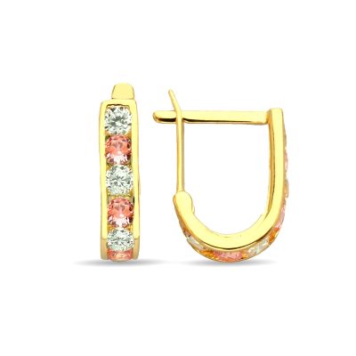 Pink with Stones Gold Bebek Earringsi