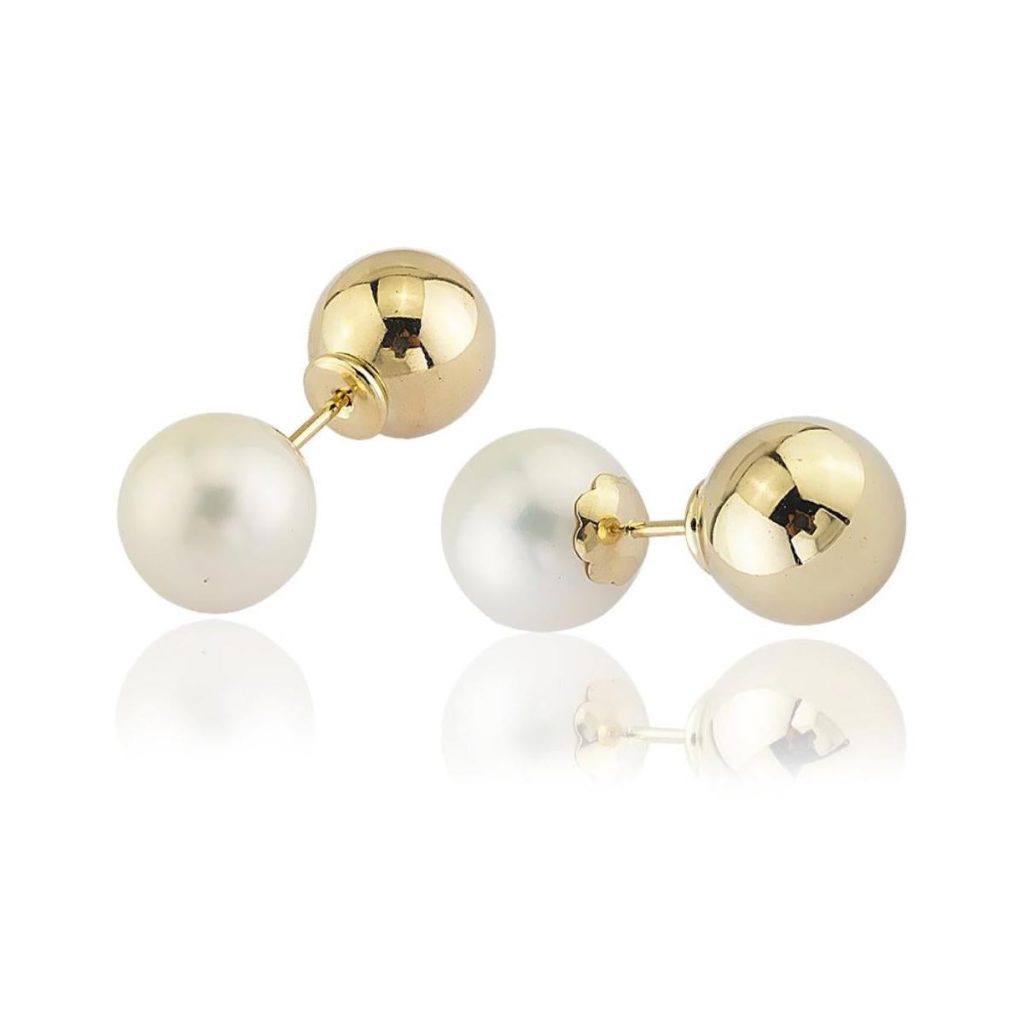 de Perles 14 Carats Or Top Boucle d&rsquo;Oreille