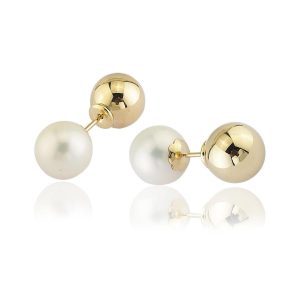 de Perles 14 Carats Or Top Boucle d&rsquo;Oreille