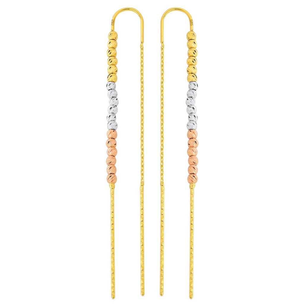 Top Beaded 14 Karat Gold Chain Earring