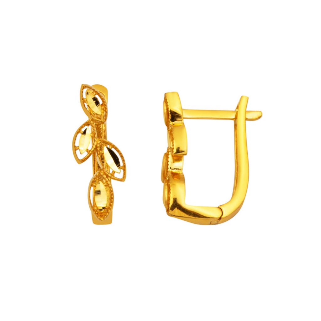 Drop Plain 22 Karat Gold Je Earring