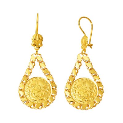 Pullu Half Reşat Goldlı 22K Gold Earring