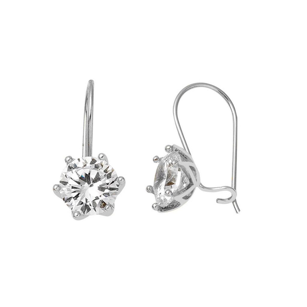 Solitaire 14 Karat White Gold Sarkaç Earring
