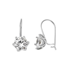 Solitaire 14 Karat White Gold Sarkaç Earring
