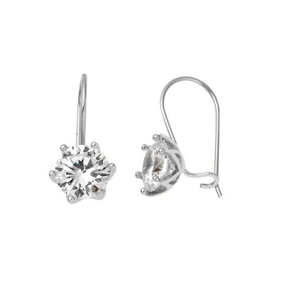 Solitaire 14 Carats Blanc Or Sarkaç Boucle d'oreille