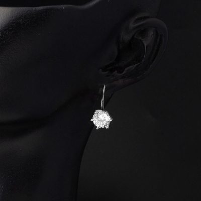 Solitaire 14 Carats Blanc Or Sarkaç Boucle d'oreille - 14K - 2.39g - EZ Gold