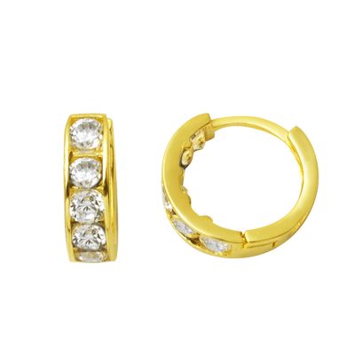Row with Stones Gold Hoop Bebek Earringsi