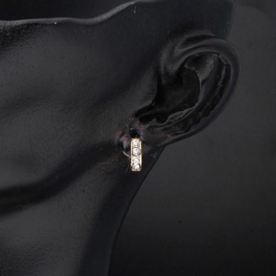 Row with Stones Gold Hoop Bebek Earringsi - 14K - 1.1g - EZ Gold