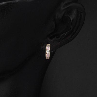 Pembe Taşlı Altın Halka Bebek Küpesi - 14K - 1g - EZ Gold