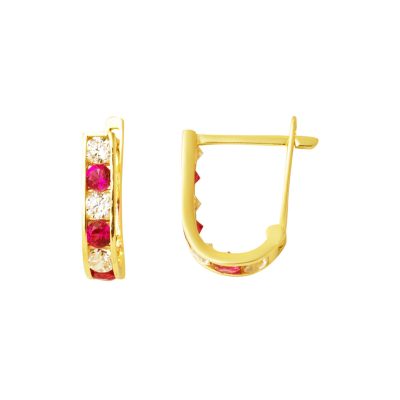 Red with Stones Gold Çocuk Earringsi
