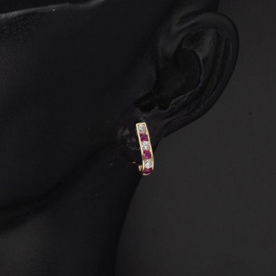 Red with Stones Gold Çocuk Earringsi - 14K - 1.11g - EZ Gold
