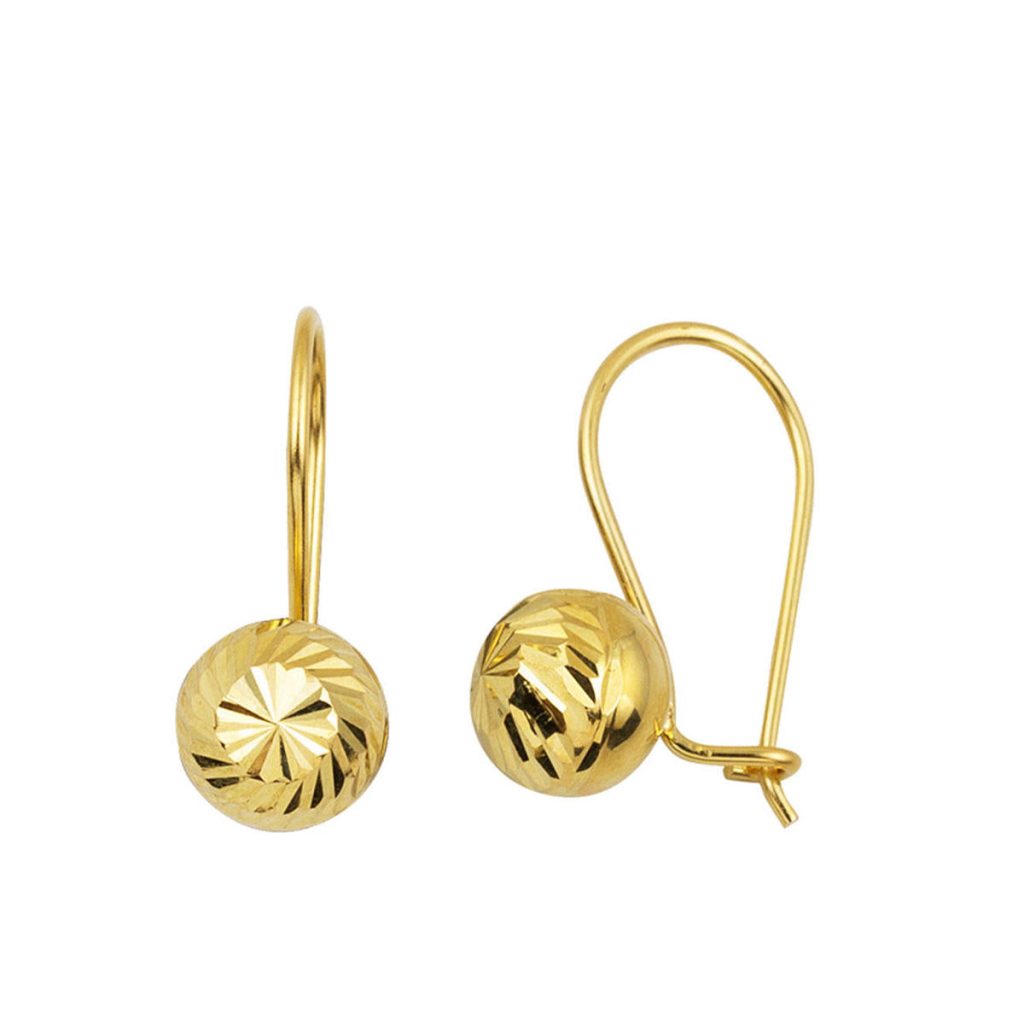 14 Karat Drop Kalemli Top Gold Earring