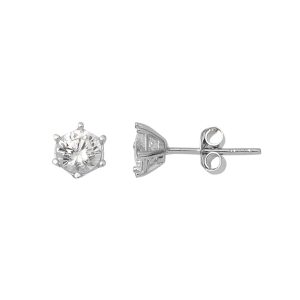 Tek avec Pierres 14 Carats à Vis Blanc Or Boucle d&rsquo;Oreille