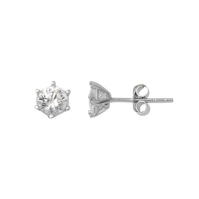 Solitairelı 14 Carats à Vis Blanc Or Boucle d'oreille