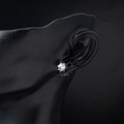 Solitairelı 14 Carats à Vis Blanc Or Boucle d'oreille - 14K - 1.14g - EZ Gold