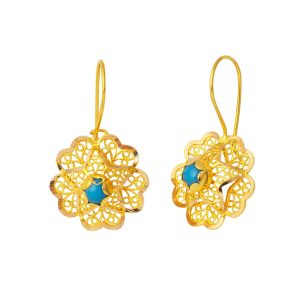 14 Karat Firuze with Stones Gül Gold Earring