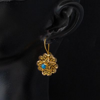 14 Carats Firuze avec Pierres Gül Or Boucle d'oreille - 14K - 2.95g - EZ Gold