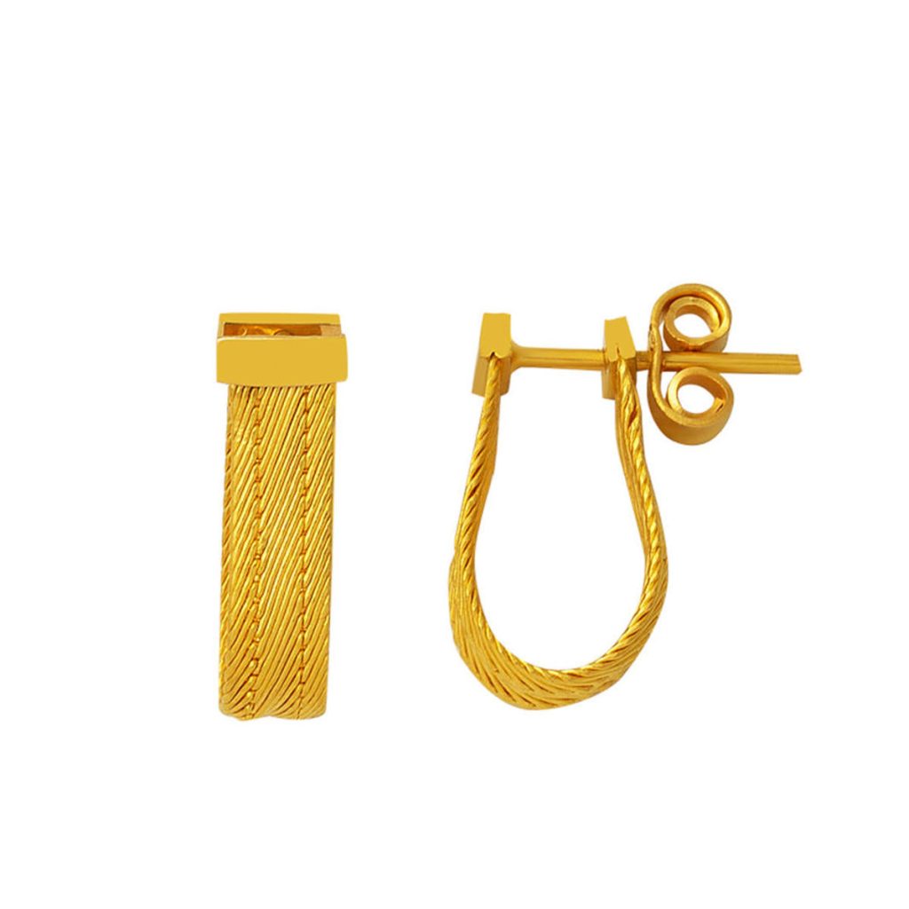 22 Karat 3 Row Trabzon Woven Gold Earring