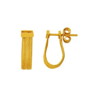 22 Karat 3 Row Trabzon Woven Gold Earring