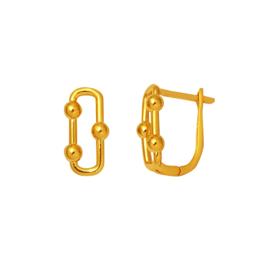 22 Karat Tifany Design Klipsli Gold Earring