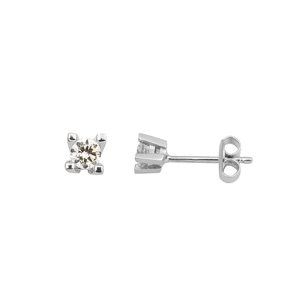 Solitaire 14 Carats Blanc Or Boucle d&rsquo;Oreille