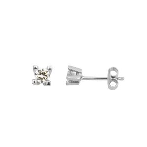 Solitaire 14 Karat White Gold Earring