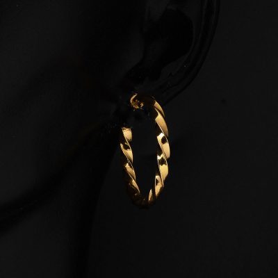 Burgu 2,2 cm. Çaplı 22 Ayar Halka Küpe - 22K - 2.25g - EZ Gold