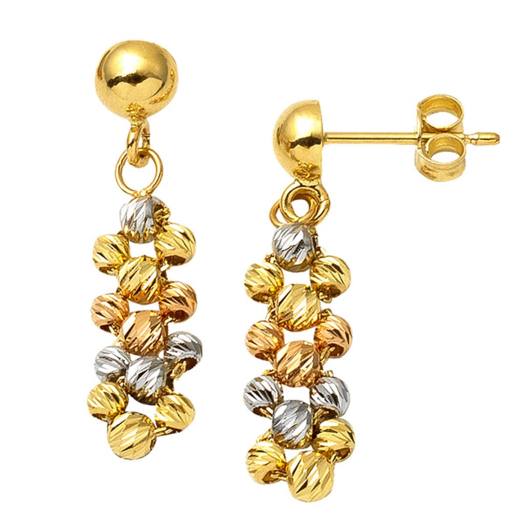 Top Goldlarla İşlenmiş 14 Karat Sarkıt Earring