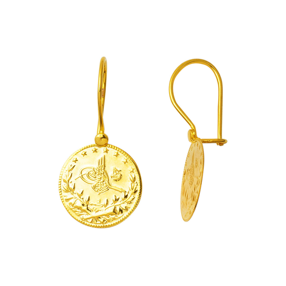 14 Carats Or Monogramme Ottoman Boucle d'Oreille