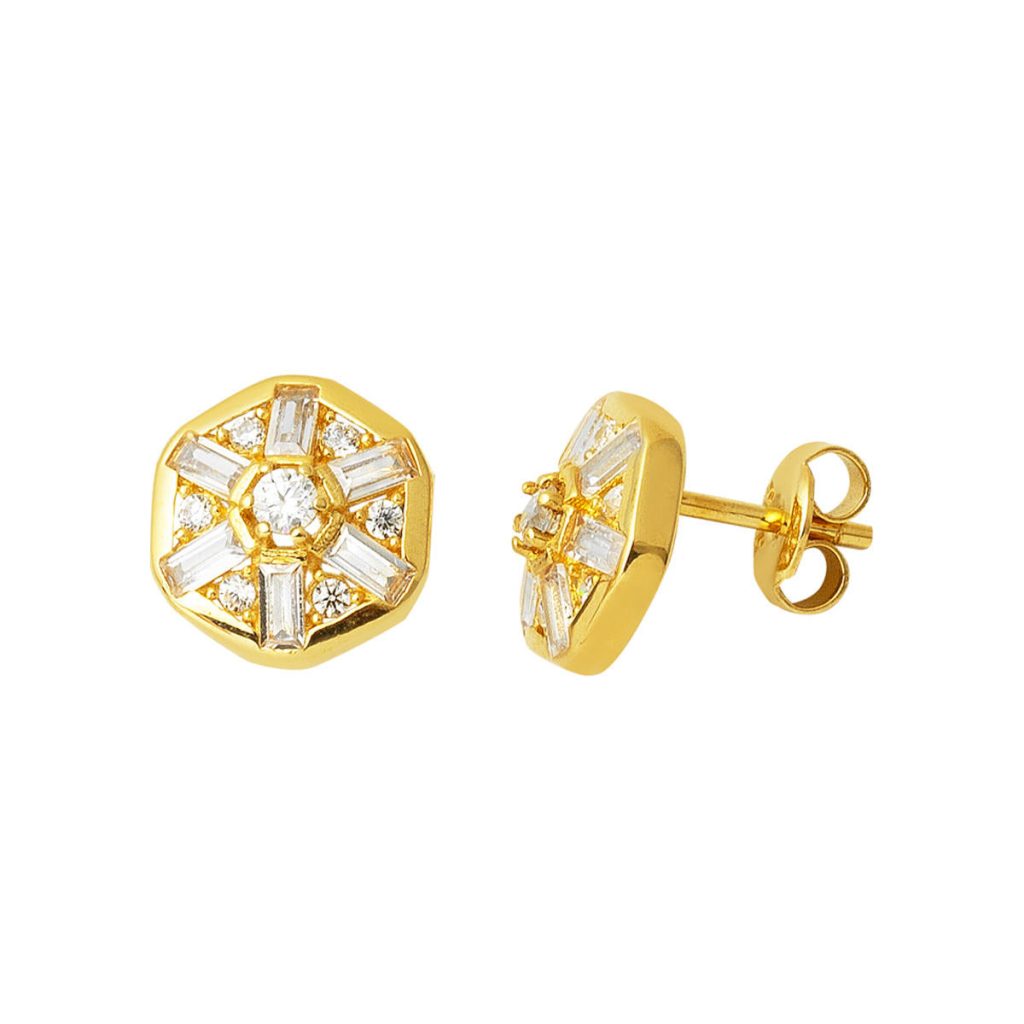Coronet Yellow Gold 14 Karat Baguette Earring