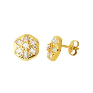 Coronet Jaune Or 14 Carats Baguette Boucle d&rsquo;Oreille