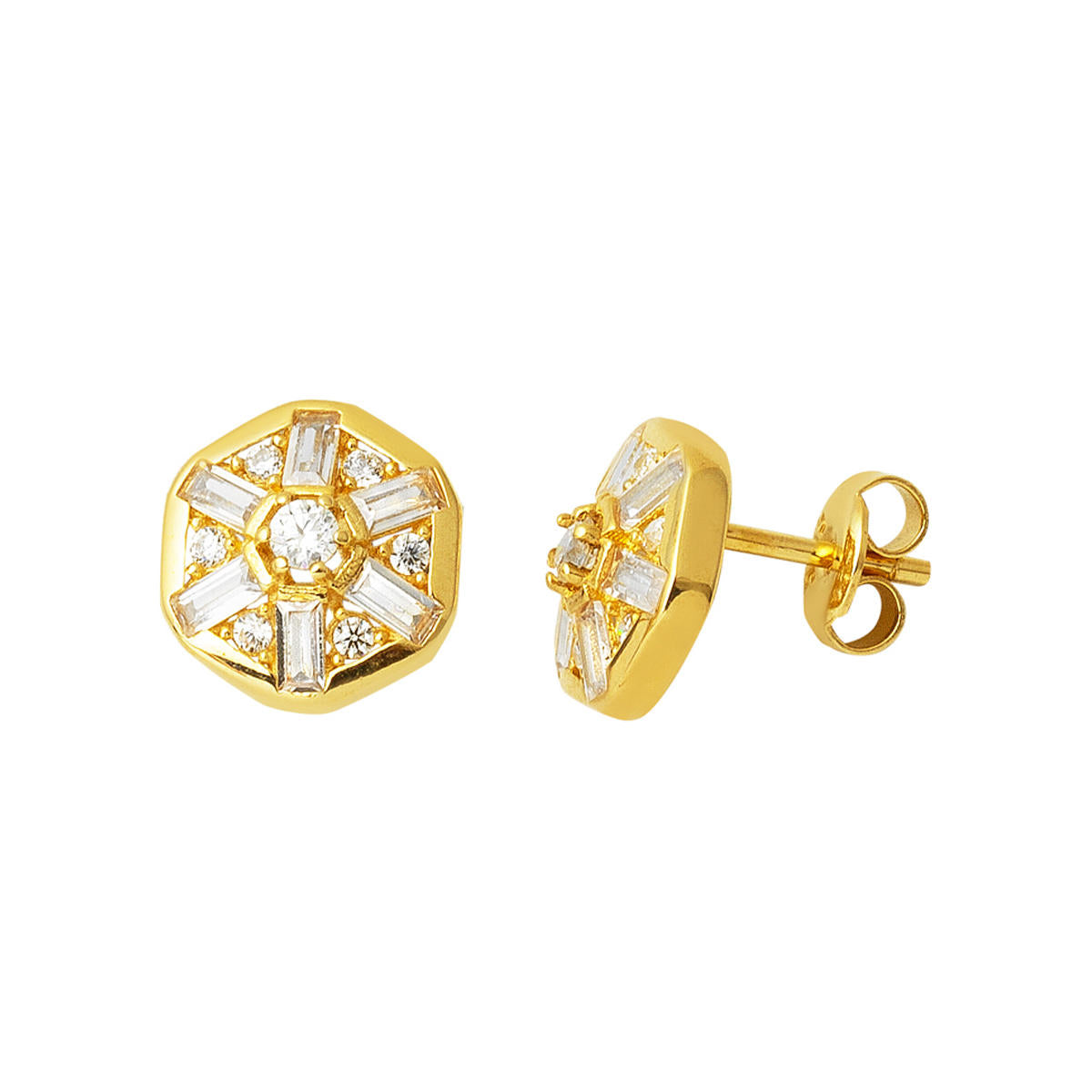 Coronet Yellow Gold 14 Karat Baguette Earring