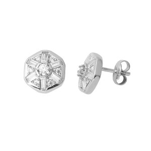 Coronet Blanc Or 14 Carats Baguette Boucle d&rsquo;Oreille
