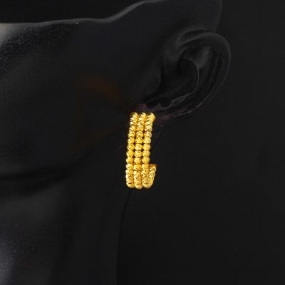 3 Sıra Dorikalı 14 Ayar Sarı Altın Küpe - 14K - 8.76g - EZ Gold