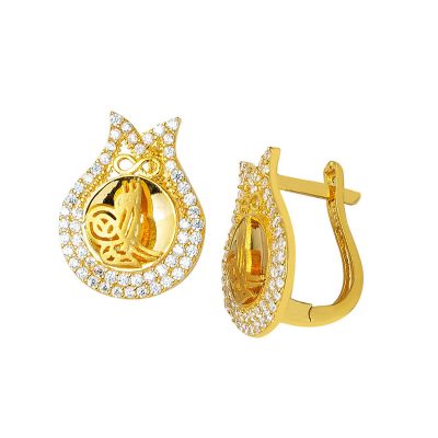 14 Carats Sonsuzluk avec Monogramme Or Boucle d'oreille