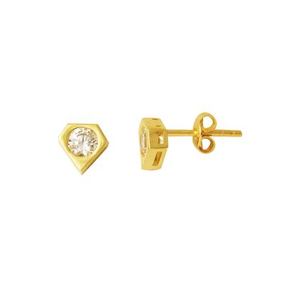 Solitairelı Minimal Design 14 Carats Or Boucle d'oreille