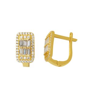 Parçalı Baguette avec Pierres 14 Carats Or Boucle d&rsquo;Oreille