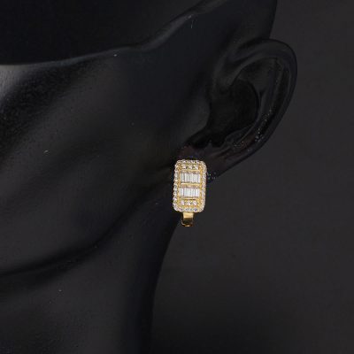 Parçalı Baguette with Stones 14K Gold Earring - 14K - 3g - EZ Gold