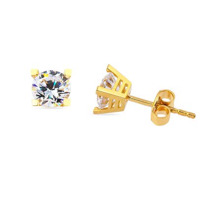 Solitairelı 14 Carats Klipsli Or Boucle d'oreille