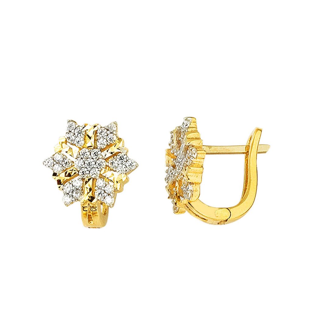 Snowflake 22 Karat Gold Earring