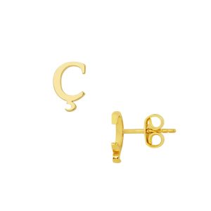 14 Carats Ç Lettrei Or Minimaliste Boucle d&rsquo;Oreille