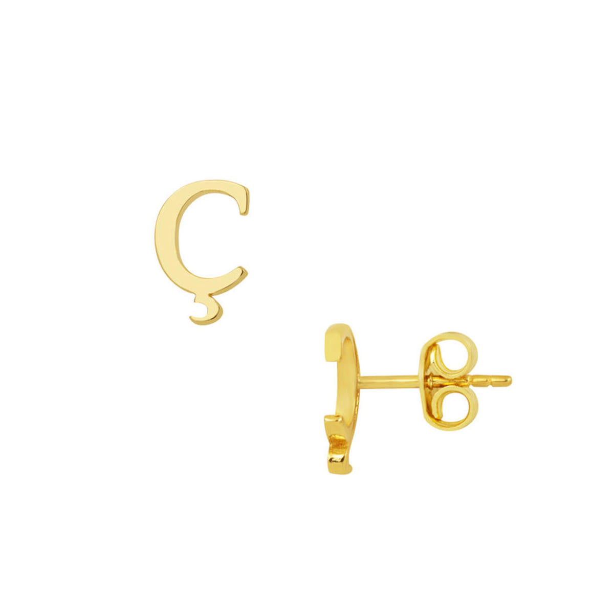 14 Carats Ç Lettrei Or Minimaliste Boucle d'Oreille
